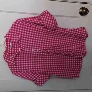 Alia Fuchsia and White Plaid Button Down Shirt